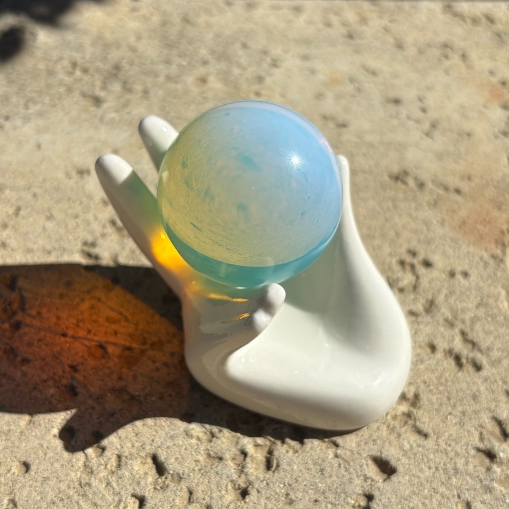 Opalite Sphere w/ Ceramic Hand Holder